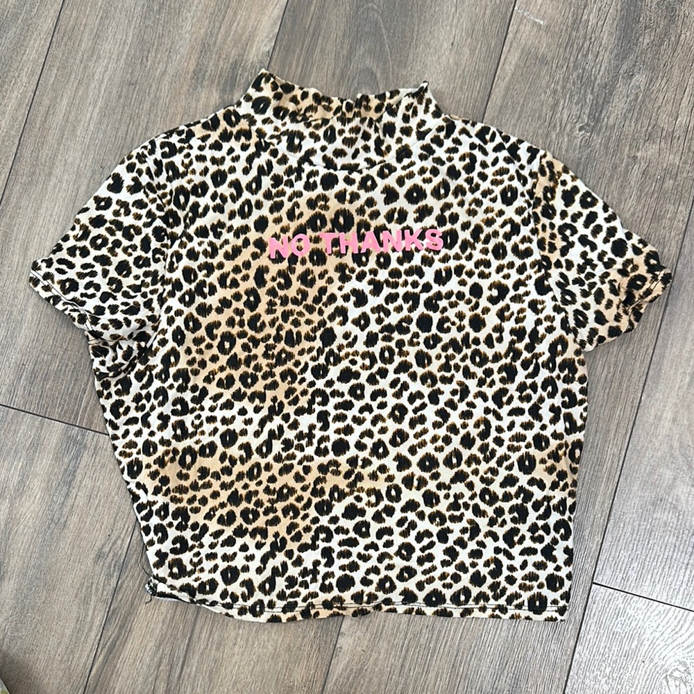 Leopard Print T-Shirt with Pink Text